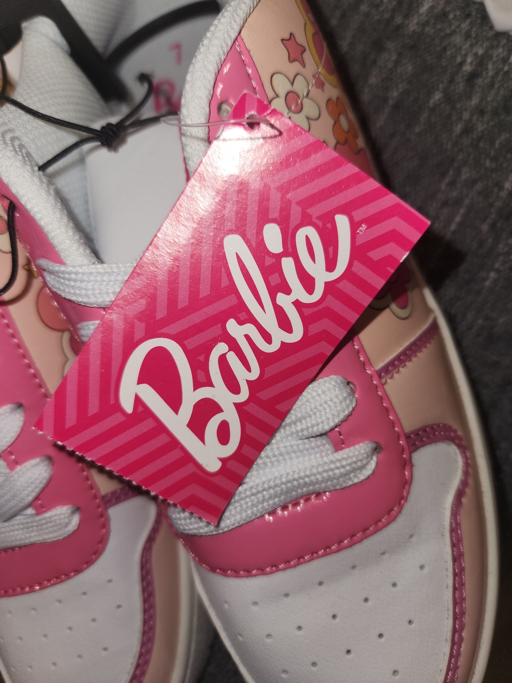 Barbie Pink & White Floral Low-Top Sneakers - Picture 5 of 5